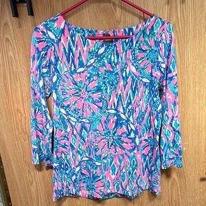 Lilly Pulitzer Pink and Blue Floral Blouse